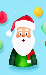 Digital watercolor drawing Santa Claus, isolated portrait. Art print. Christmas mood. Generative AI