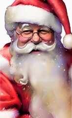 Digital watercolor drawing Santa Claus, isolated portrait. Art print. Christmas mood. Generative AI