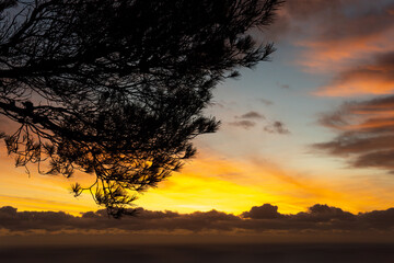 Fototapeta premium Sunrise with clouds in autumn in Mallorca