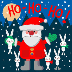 Santa Claus and rabbits