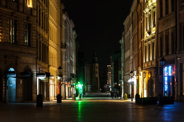 Poland - Cracov - Empty city at night caused by COVID-19 quarantaine 