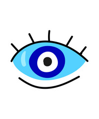 Fototapeta premium Evil eye mascot. Evil eye, Hamsa, Hand of Fatima, Eye of Providence. Vector illustrations of amulets. Freehand drawing style. Isolated on white