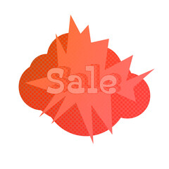 Abstract transparent halftone grunge sale sticker element.