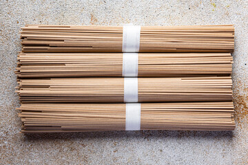 soba raw buckwheat noodles Asian dish snack healthy meal food snack on the table copy space food background rustic top view