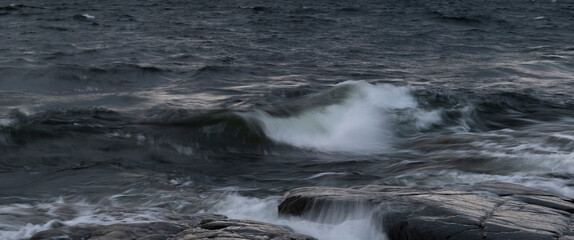 Beautiful landscape of the archipelago in gulf of bothnian bay. High coast in the north of Sweden.