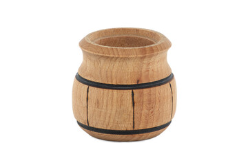 Wooden barrel style container on transparent background