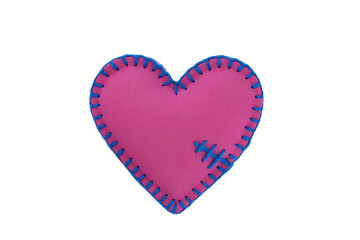 Handmade felt heart isolated on transparent background