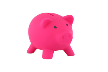 Pink piggy bank over transparent background