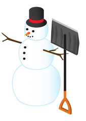 Snowman with a shovel