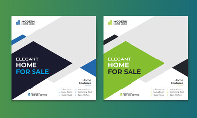 Modern Real Estate Social Media Post & Web banner or square flyer template collection