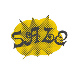 Abstract transparent halftone grunge sale sticker element.