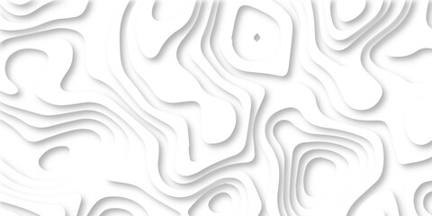 Abstract wavy line 3d paper cut white background. Topographic canyon geometric map relief texture with curved layers and shadow. Abstract realistic papercut decoration textured with wavy layers 