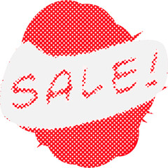 Abstract transparent halftone grunge sale sticker element.