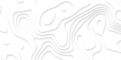 Abstract wavy line 3d paper cut white background. Topographic canyon geometric map relief texture with curved layers and shadow. Abstract realistic papercut decoration textured with wavy layers 