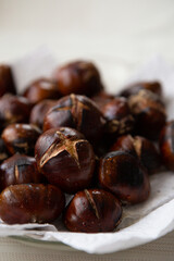 Roasted chestnuts closeup