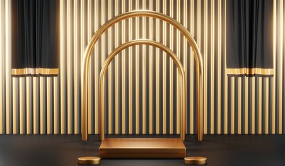 3D rendering of blank product background for cream cosmetics Modern black podium background