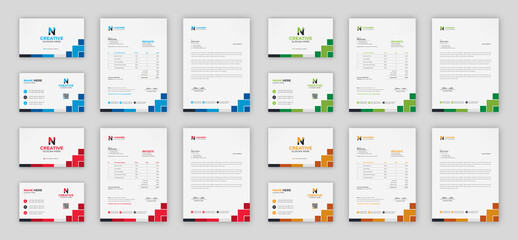 Corporate branding identity design includes Business Card, Invoices, Letterhead Designs, and Modern stationery packs with Abstract Templates	