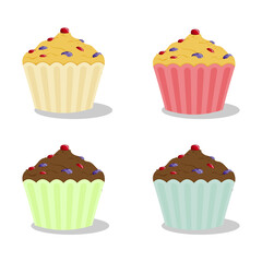 set of muffin with berries. Delicious cupcake. Dessert vector illustration design