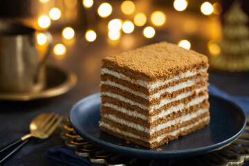 slice of homemade honey cake