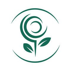 Fototapeta premium Abstract Green Flower with Circle Line