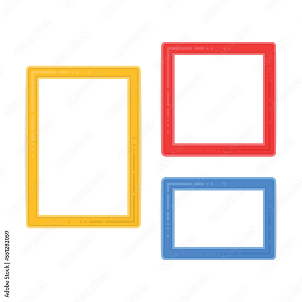 Aufkleber set of colorful wooden frames. wooden square picture frames of colorful set for your web design. abs