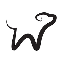 Line Art Dog Combining with Letter W