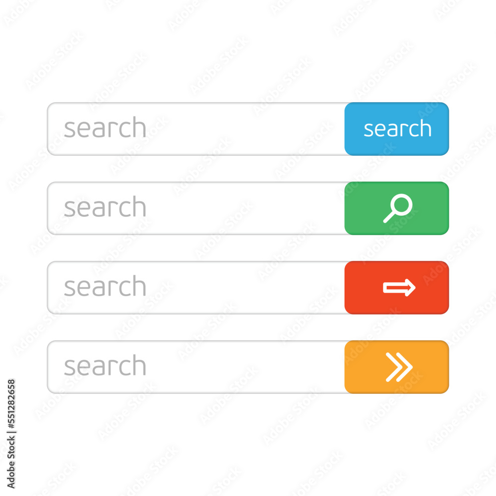 Poster web search field. search bar set vector interface elements with search button. set of search box mod