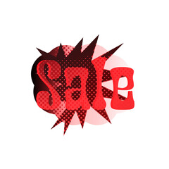 Abstract transparent halftone grunge sale sticker element.