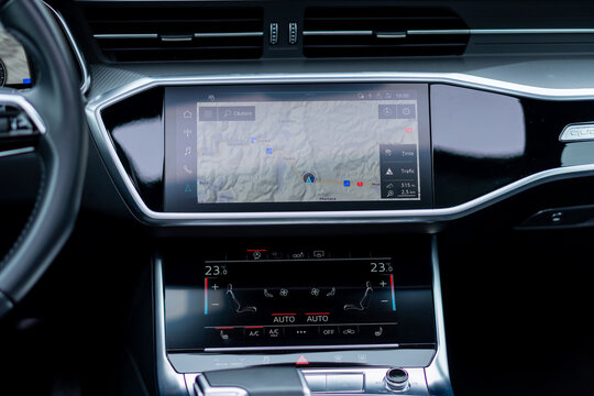 Cluj-Napoca, Cluj-Romania-12.12.2022- Audi A6 2020 MMI or Multi-Media Interface, MMI MIB gen 3-the center console that gives you control over all of your car&rsquo;s functionality.