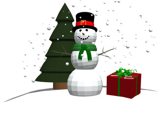 snowman with gift box