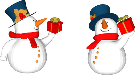 snowman with red and white balls