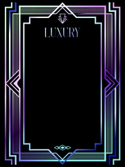 Art Deco Neon color  Frame luxury Neon frames luxury line vector illustration