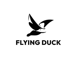Simple Flying Duck Logo Design Template