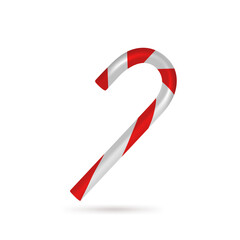 Vector Realistic Candy Cane with shadow. Vector illustration. New Year's design element.