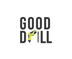 Simple Typographic Drill Logo Design Template