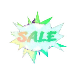 Obraz premium Abstract transparent iridescent grunge sale sticker element.