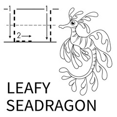 Cute Sea Animal Alphabet Series. L is for Leafy seadragon. Vector cartoon character design illustration.