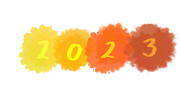number 2023 and watercolor to celebrate christmas and new year, isolated transparent background png