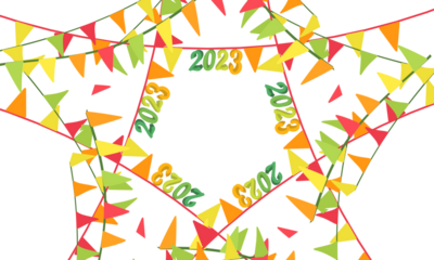 number 2023 and snowflake to celebrate christmas and new year, isolated transparent background png