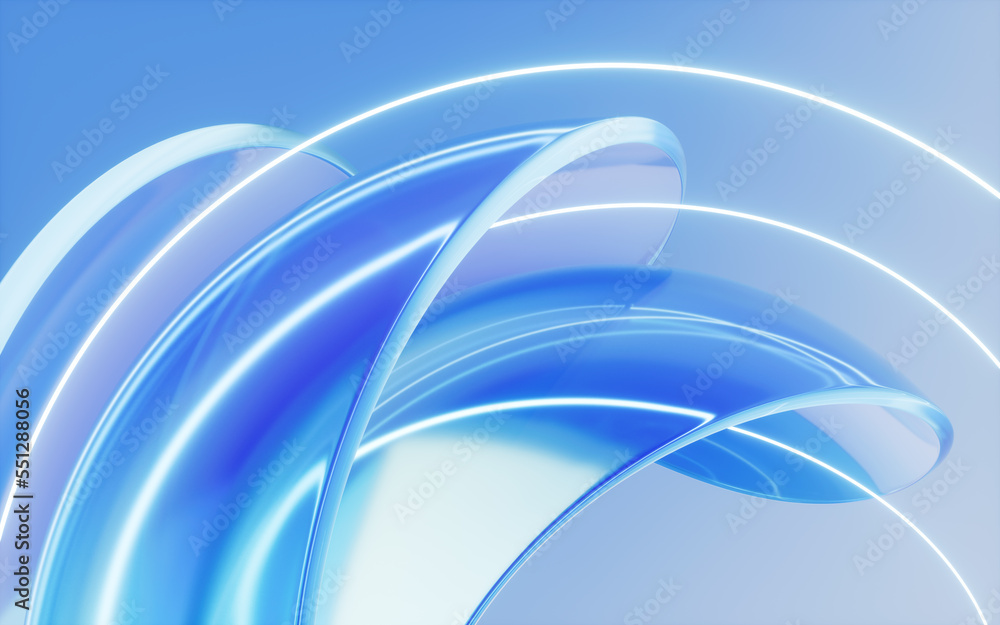 Fototapete gradient transparent curve glass, 3d rendering.