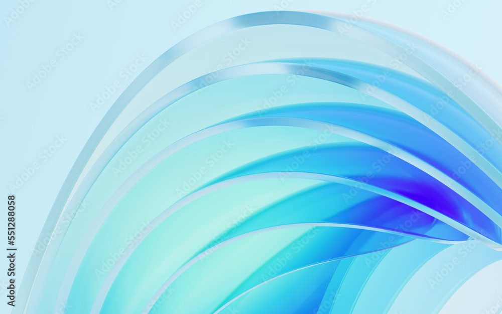 Fototapete gradient transparent curve glass, 3d rendering.