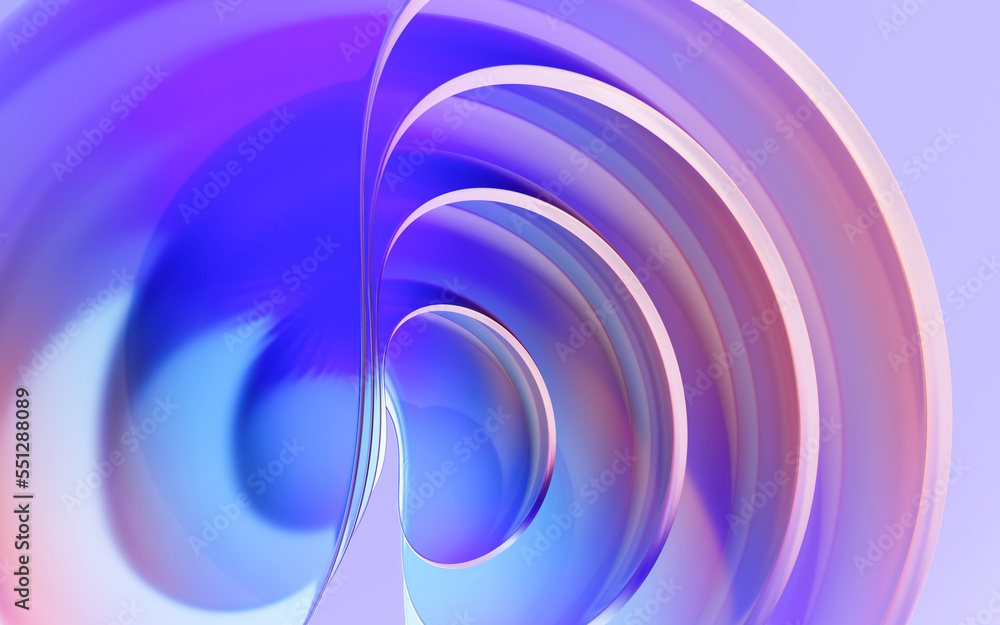 Poster gradient transparent curve glass, 3d rendering.