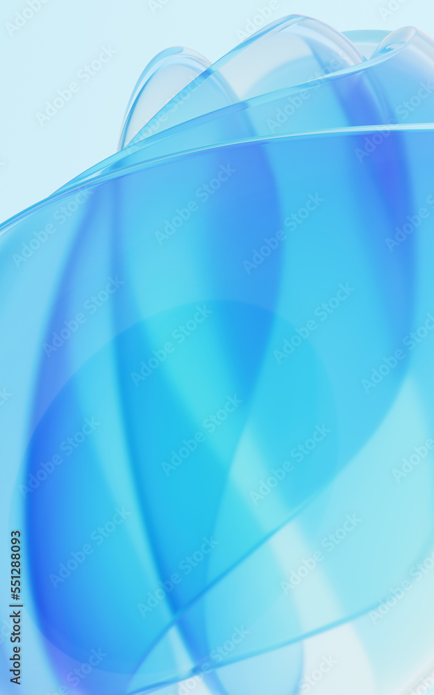Poster gradient transparent curve glass, 3d rendering.