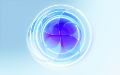 Gradient transparent curve glass, 3d rendering.