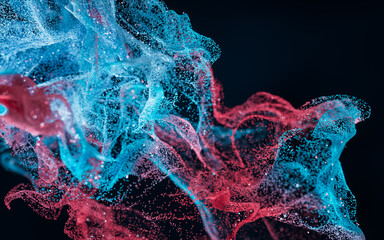 Abstract wave particles, diffuse powder, 3d rendering.