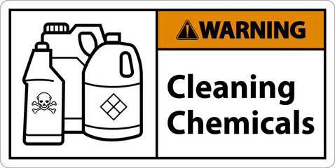 Warning Sign Cleaning Chemicals Sign On White Background