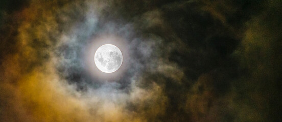 Fototapeta na wymiar Panoramic dark moonscape