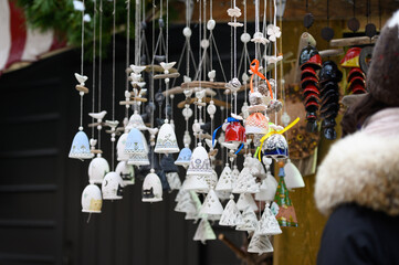Christmas bazaar and arrangements, ceramic bells