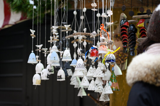 Christmas bazaar and arrangements, ceramic bells