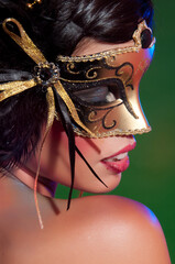 woman with colorful carnival mask